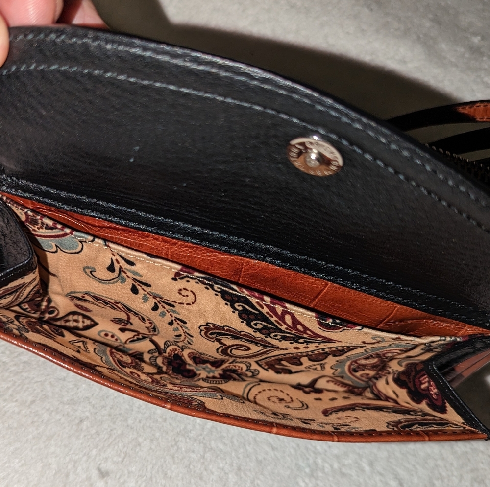 Brighton Small Brown Embossed Leather Multi Pocke… - image 7